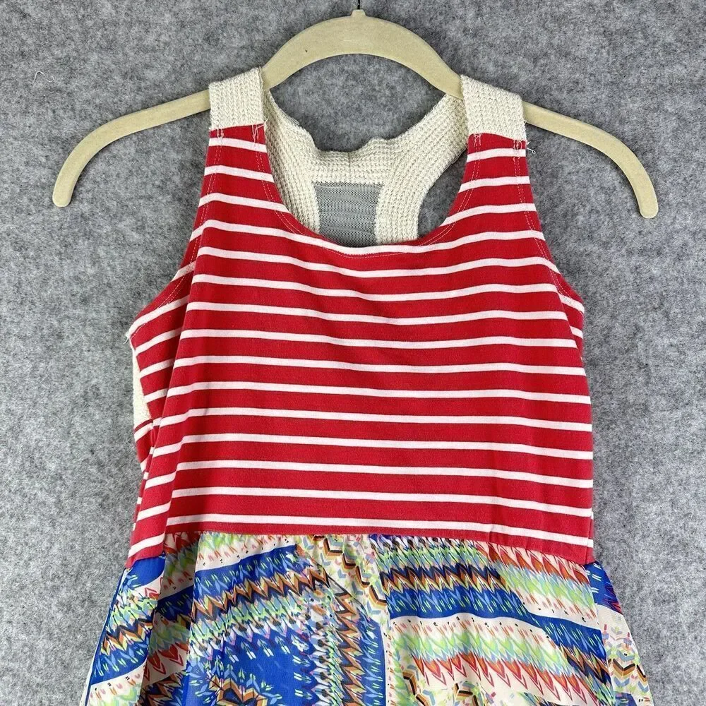 Tween Diva Dress Girls 14 Colorful Mixed Media High Low Racerback Sheer Boho